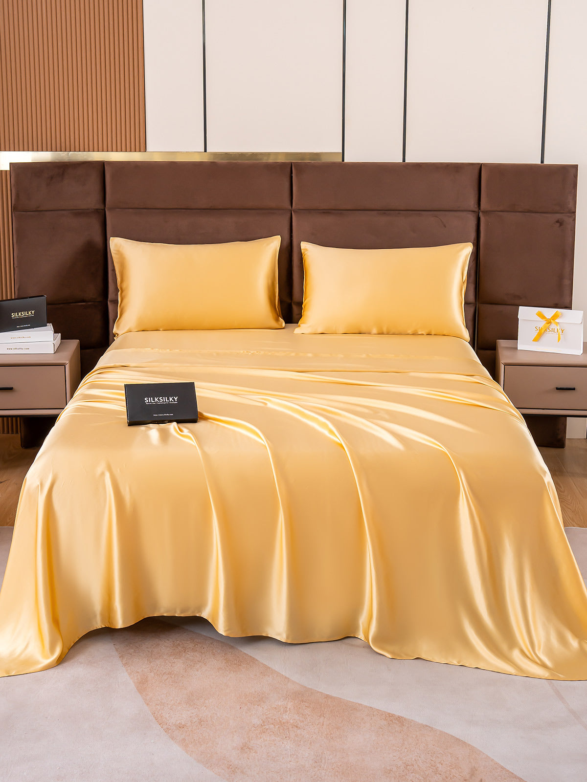 SilkSilky NL 19Momme Pure Silk Bedding Set Champagne 002