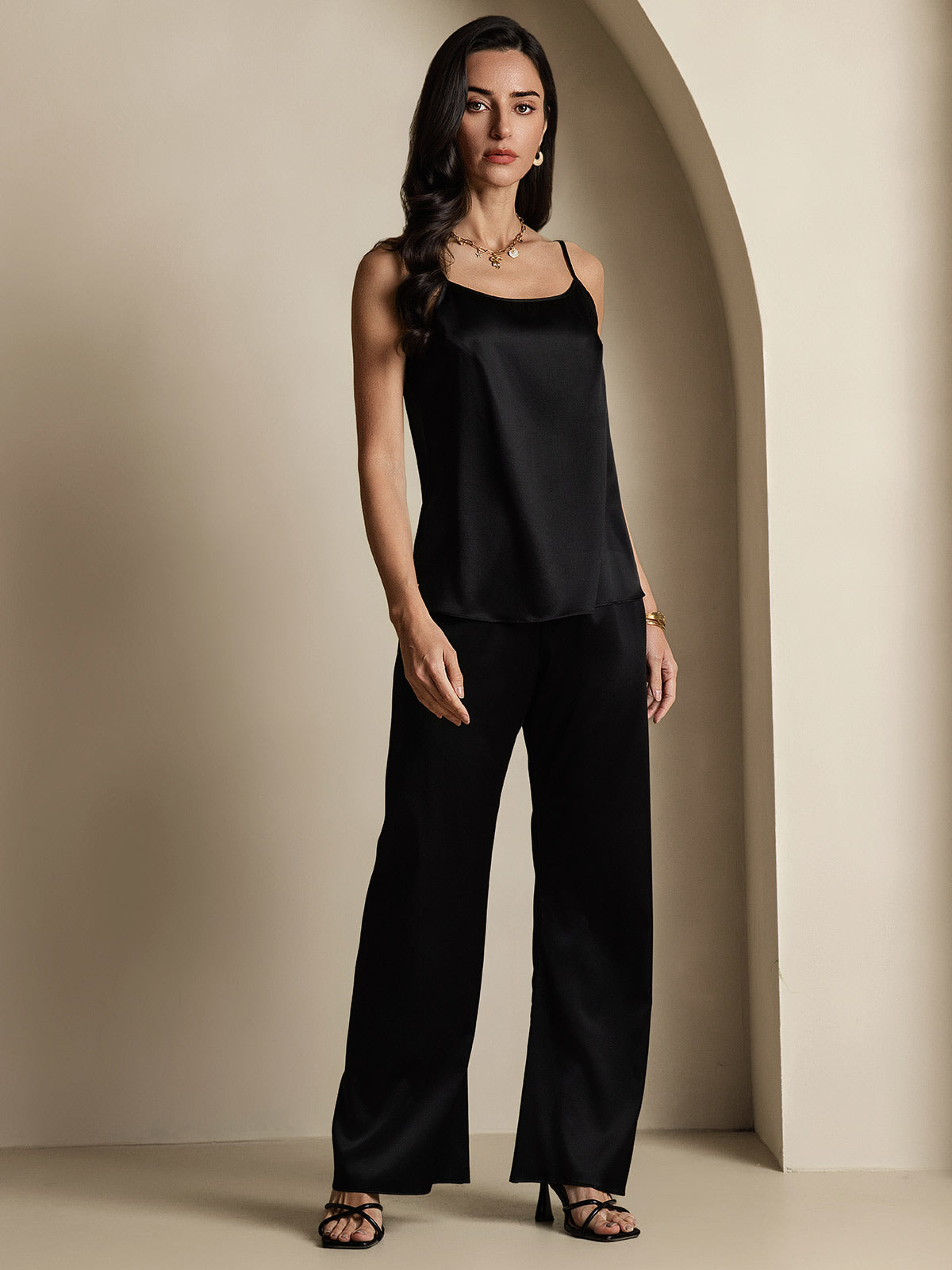[Zwart] SilkSilky-NL 19Momme Zijde Camisoles 007