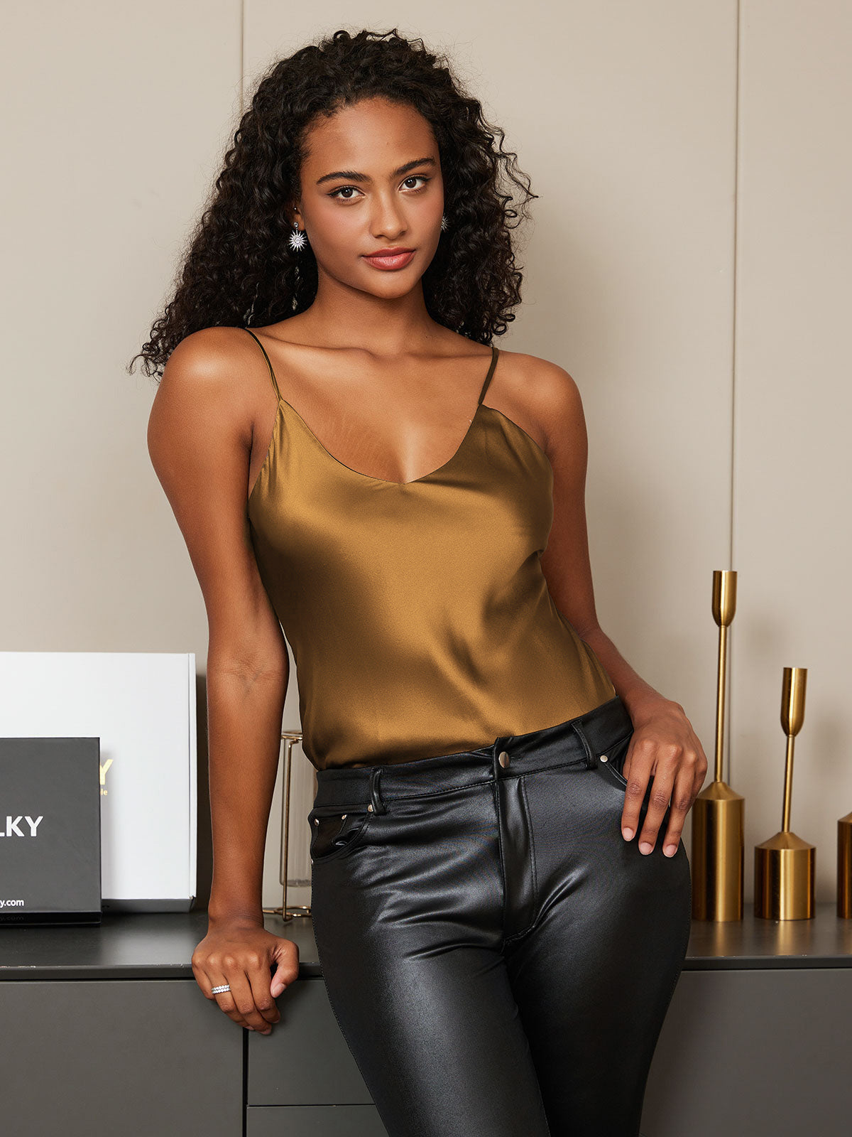 [Koffie] SilkSilky-NL Mouwloos Camisoles 003