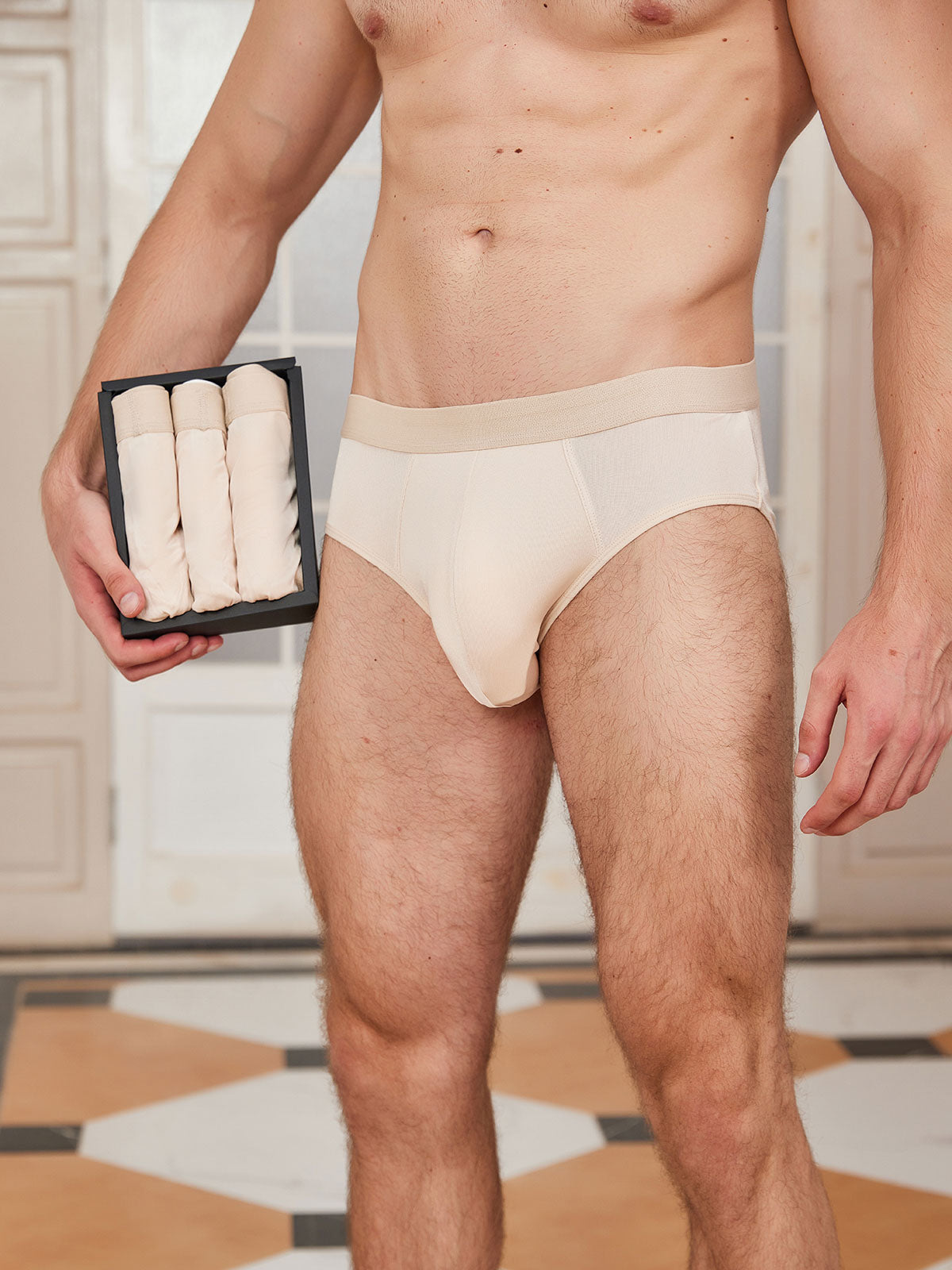 [Beige] SilkSilky-NL Mens Underwear 001