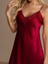 [Wijn] SilkSilky-NL V Neck Nachthemd 008