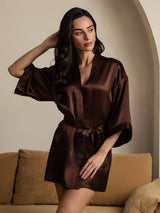 [Koffie] SilkSilky-NL 3/4 Sleeve Dames Kamerjas 004