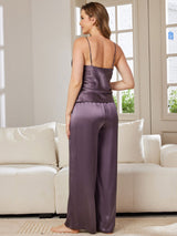 [Paars Grijs] SilkSilky-NL Spaghetti Bandjes V Hals Cami-Set 002