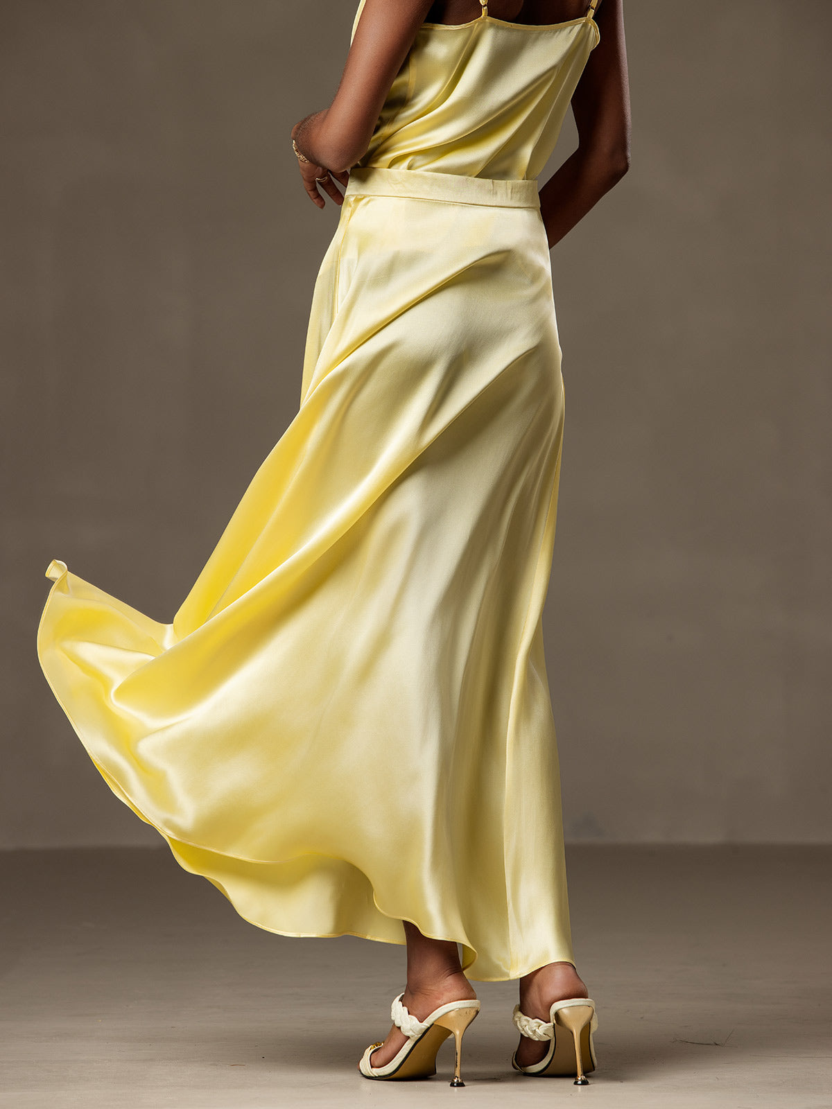 [Lichtgeel] SilkSilky-NL 19Momme Zijde Skirt 002