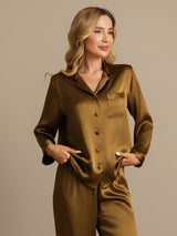 [Bruin] SilkSilky-NL Long Sleeve Lapel Collar Dames Pyjama Set 006