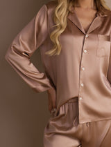[Toscane] SilkSilky-NL Long Sleeve Lapel Collar Dames Pyjama Set 004