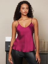 [Fuchsiaroze] SilkSilky-NL Spaghetti Strap V Neck Cami-Top 004