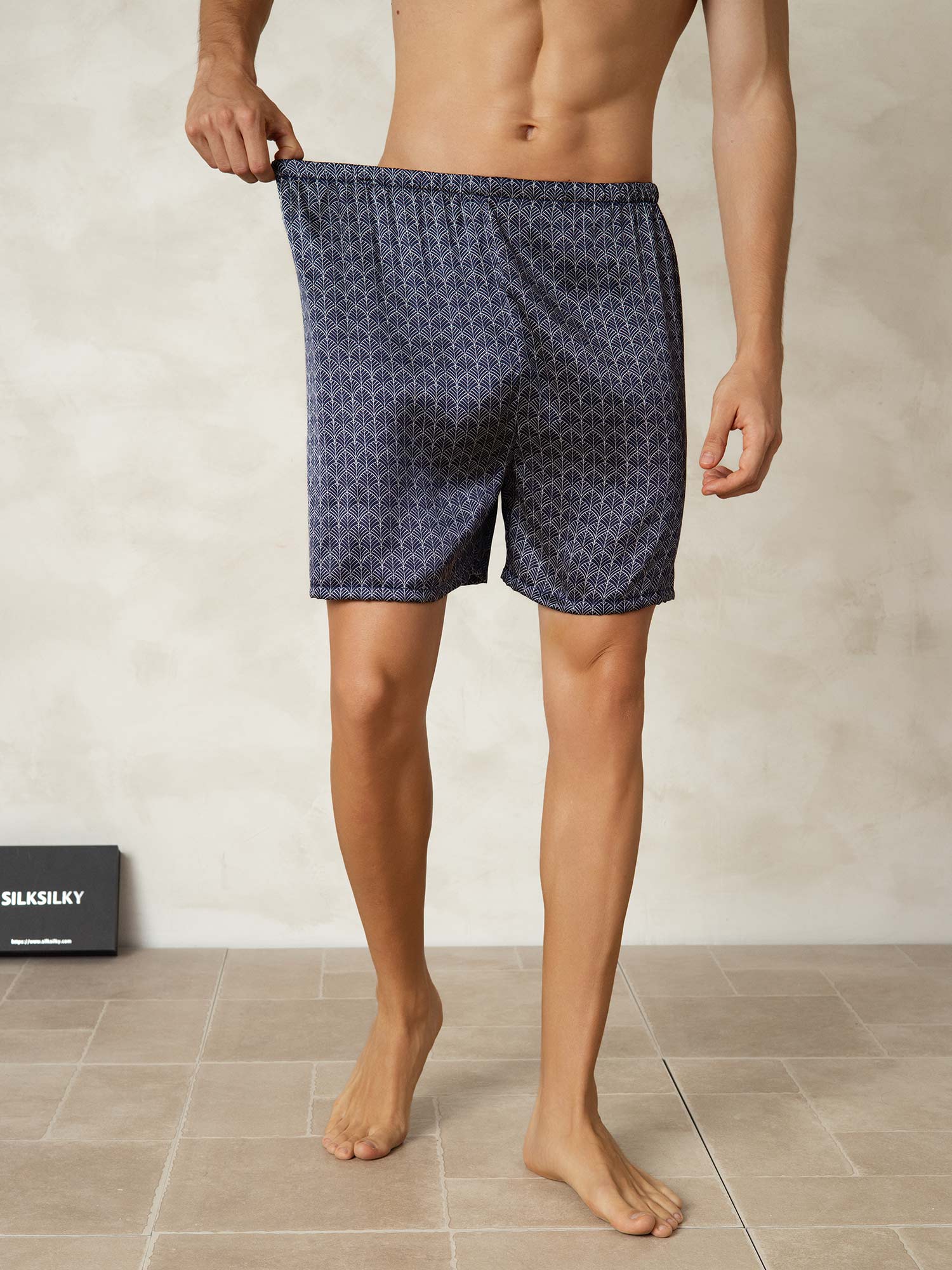 [Marine Ginkgo] SilkSilky-NL 19Momme Mens Sleep Bottoms 004