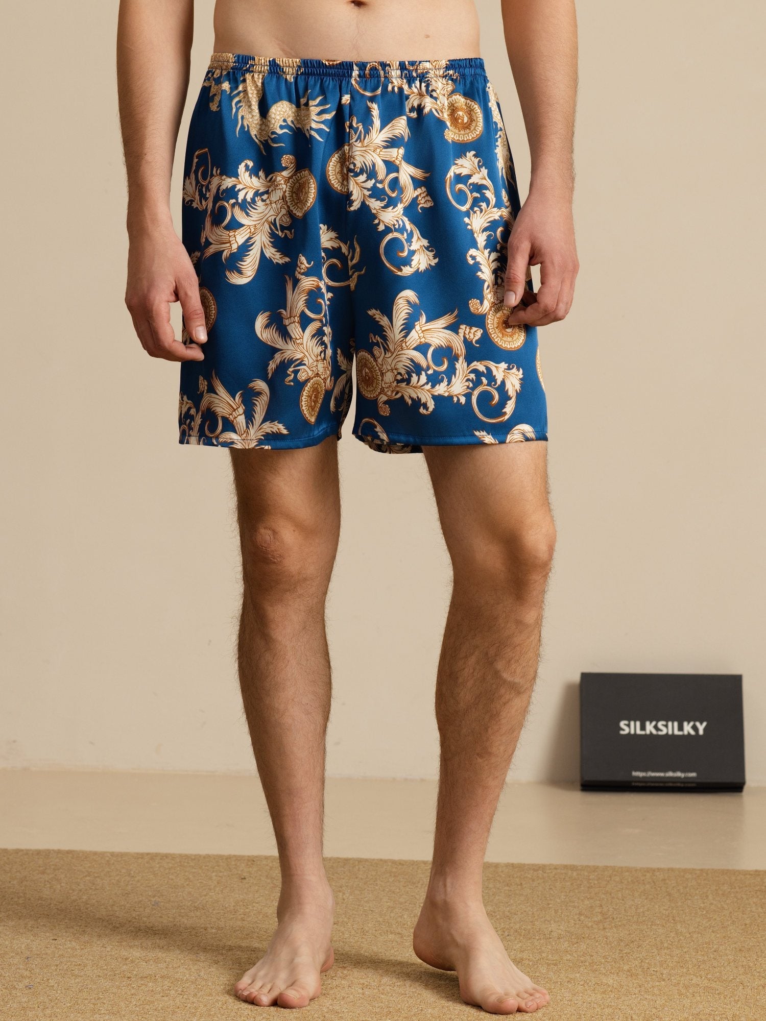 [Navy Draak] SilkSilky-NL Mens Sleep Bottoms 001