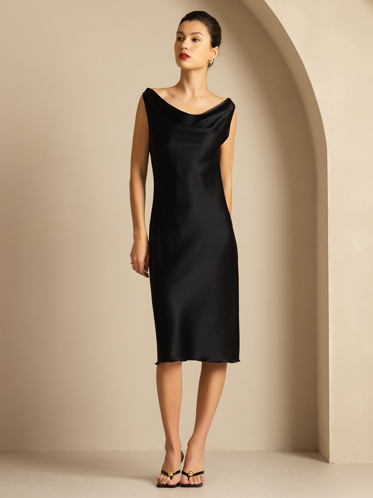 [Zwart] SilkSilky-NL 19Momme Zijde Dress 005