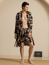 [Zwarte Draak] SilkSilky-NL Long Sleeve Heren Pyjama Set 006