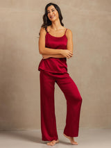 [Wijn] SilkSilky-NL 19Momme Spaghetti Bandjes Diepe Ronde Hals Cami-Set 003