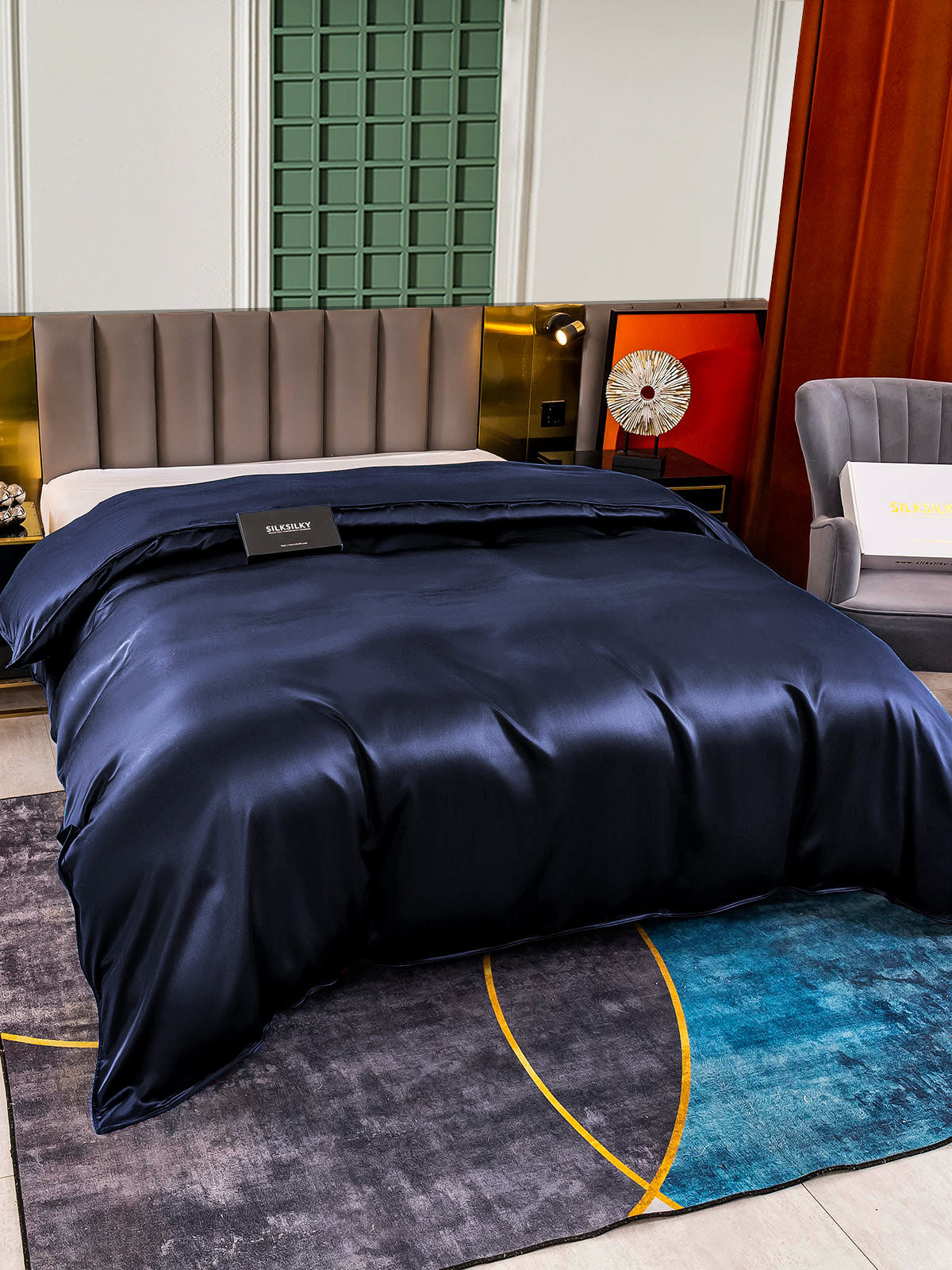 [Donkerblauw] SilkSilky-NL 25Momme Duvet Cover 003