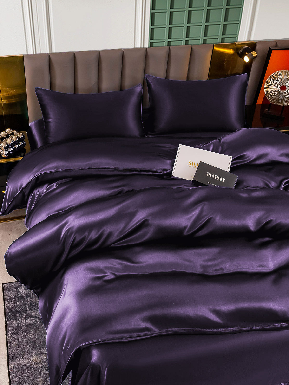 [Donkerpaars] SilkSilky-NL 22Momme Bedding Set 004,
