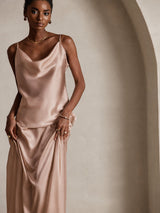 [Toscane] SilkSilky-NL Spaghetti Strap Cowl Neck Cami-Top 003