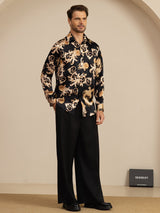 [Zwarte Draak] SilkSilky-NL Long Sleeve Lapel Collar Heren Shirt 008