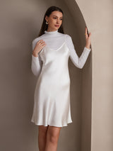 [Wit] SilkSilky-NL Spaghetti Bandjes V Hals Jurk 004