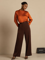 [Karamel] SilkSilky-NL 19Momme Lange Mouw Staande Kraag Blouse 007