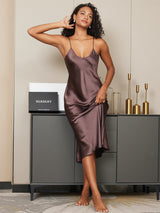 [Koffie] SilkSilky-NL Spaghetti Strap V Neck Nachthemd 002