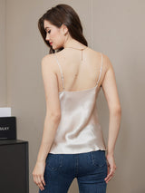 [Beige] SilkSilky-NL Spaghetti Bandjes V Hals Cami-Top 002