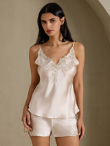 [Beige] SilkSilky-NL Spaghetti Strap Split Cami-Set 003