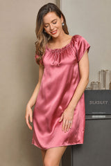 [Bleek Mauve] SilkSilky-NL Cap Sleeve Square Neck Nachthemd 005