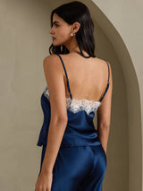 [Donkerblauw] SilkSilky-NL Spaghetti Strap V Neck Cami-Top 002