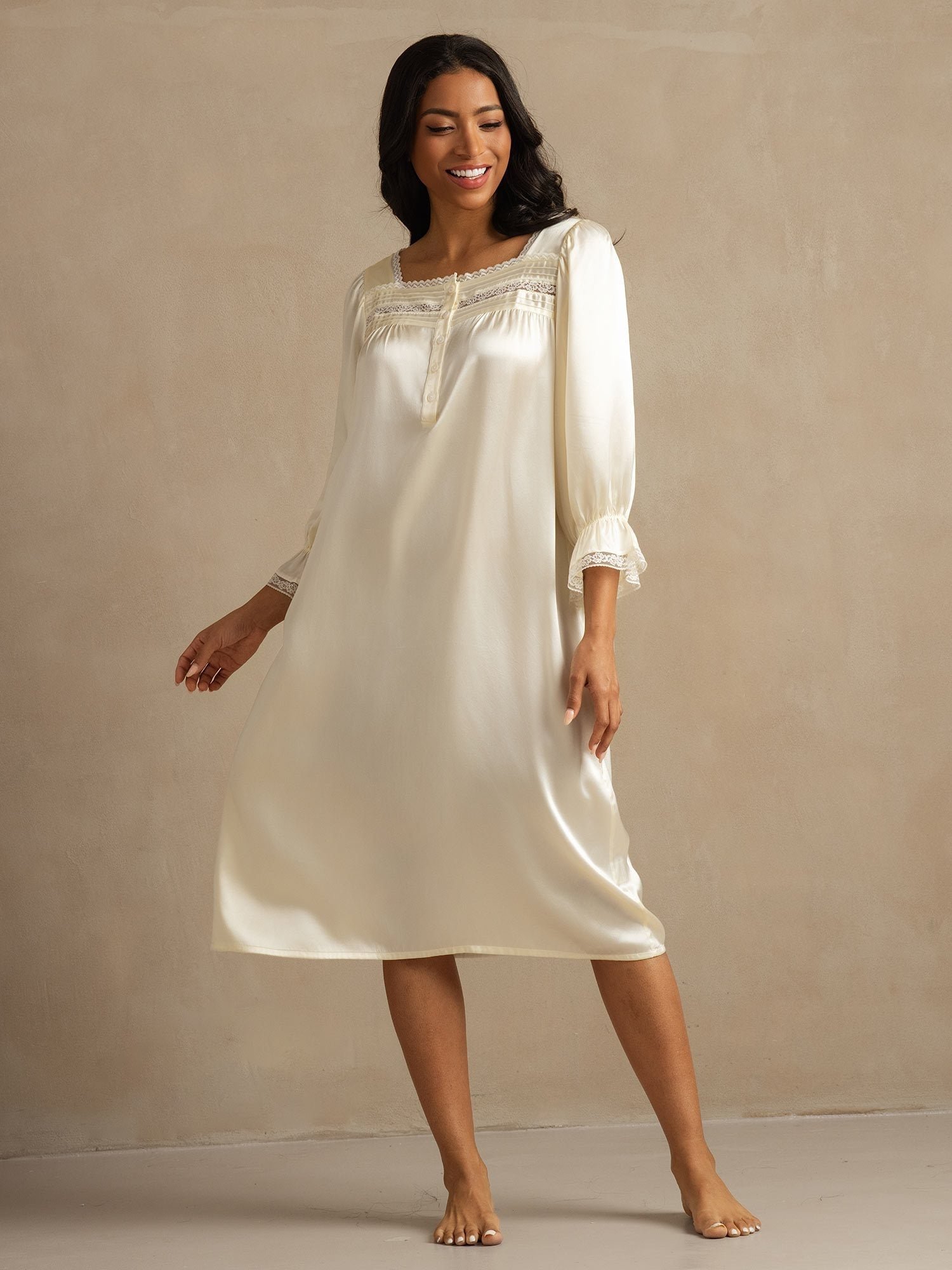 [Wit] SilkSilky-NL Zijde Nightgown 007