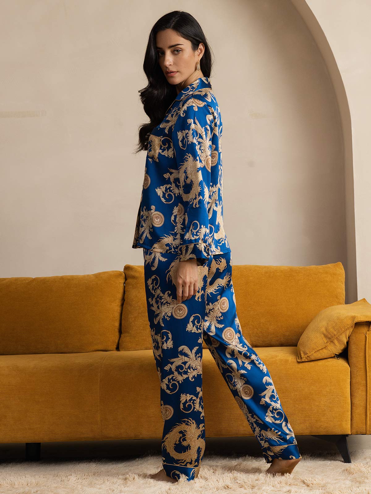 [Navy Draak] SilkSilky-NL Womens Pajamas 002