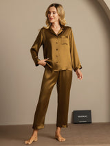 [Bruin] SilkSilky-NL Long Sleeve Lapel Collar Dames Pyjama Set 004