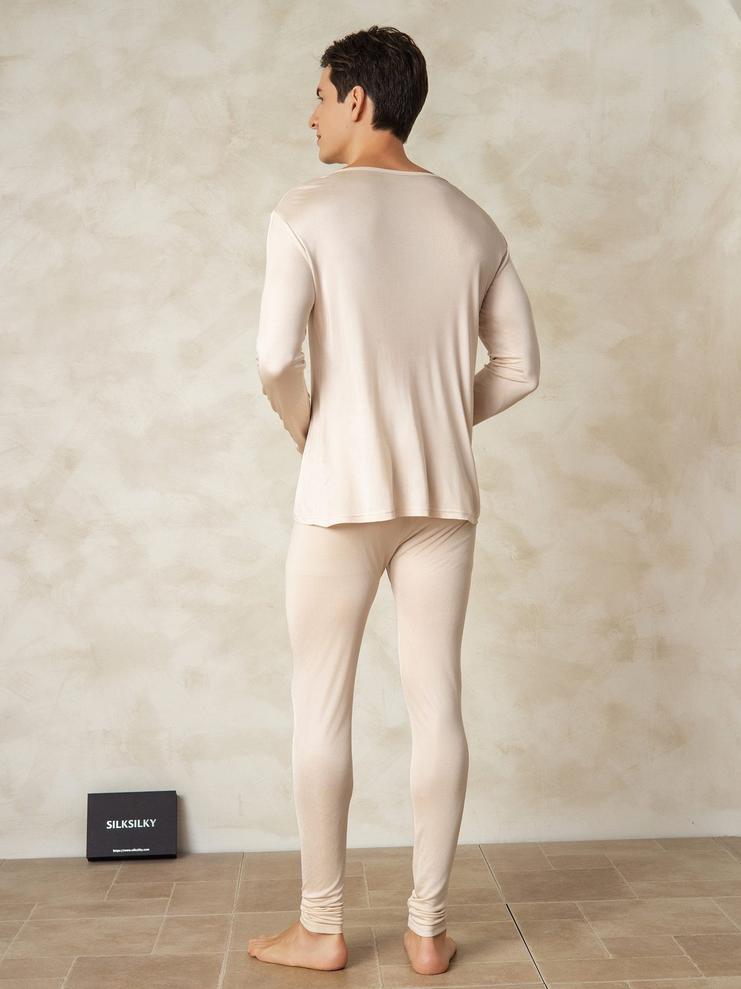 [Tan] SilkSilky-NL Zijde Mens Pajamas 002