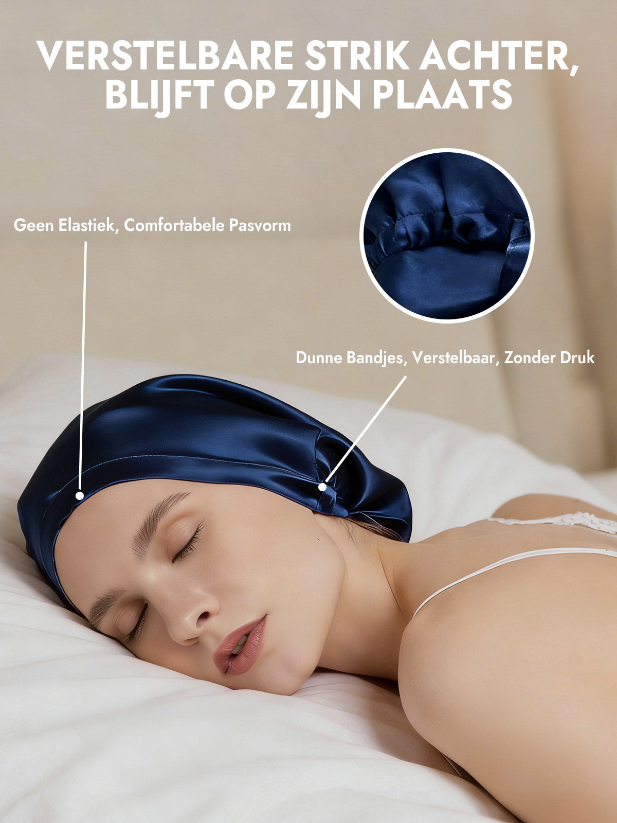 [Donkerblauw] SilkSilky-NL Slaapmutsen 005
