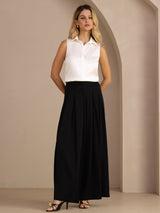 [Wit] SilkSilky-NL Sleeveless Lapel Collar Dames Blouse 007