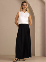 [Wit] SilkSilky-NL Sleeveless Lapel Collar Dames Blouse 007