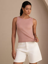 [Roze] SilkSilky-NL Sleeveless Round Neck Cami-Top 001