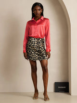 [Keizerlijk Rood] SilkSilky-NL 19Momme Lange Mouw Reverskraag Dames Blouse 008