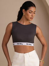 [Grijs] SilkSilky-NL Sleeveless Crew Neck Cami-Top 001
