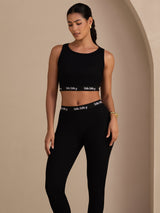 [Zwart] SilkSilky-NL Sleeveless Crew Neck Women's Outfit Sets 005