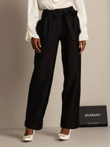 [Zwart] SilkSilky-NL 32Momme Zijde Womens Pants 001