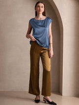 [Echt Petrol] SilkSilky-NL Cap Sleeve Round Neck Dames T-Shirt 004