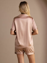 [Toscane] SilkSilky-NL Short Sleeve Lapel Collar Dames Pyjama Set 002