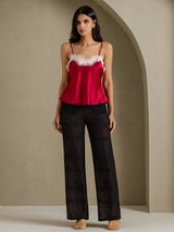 [Wijn] SilkSilky-NL Spaghetti Strap V Neck Cami-Top 005