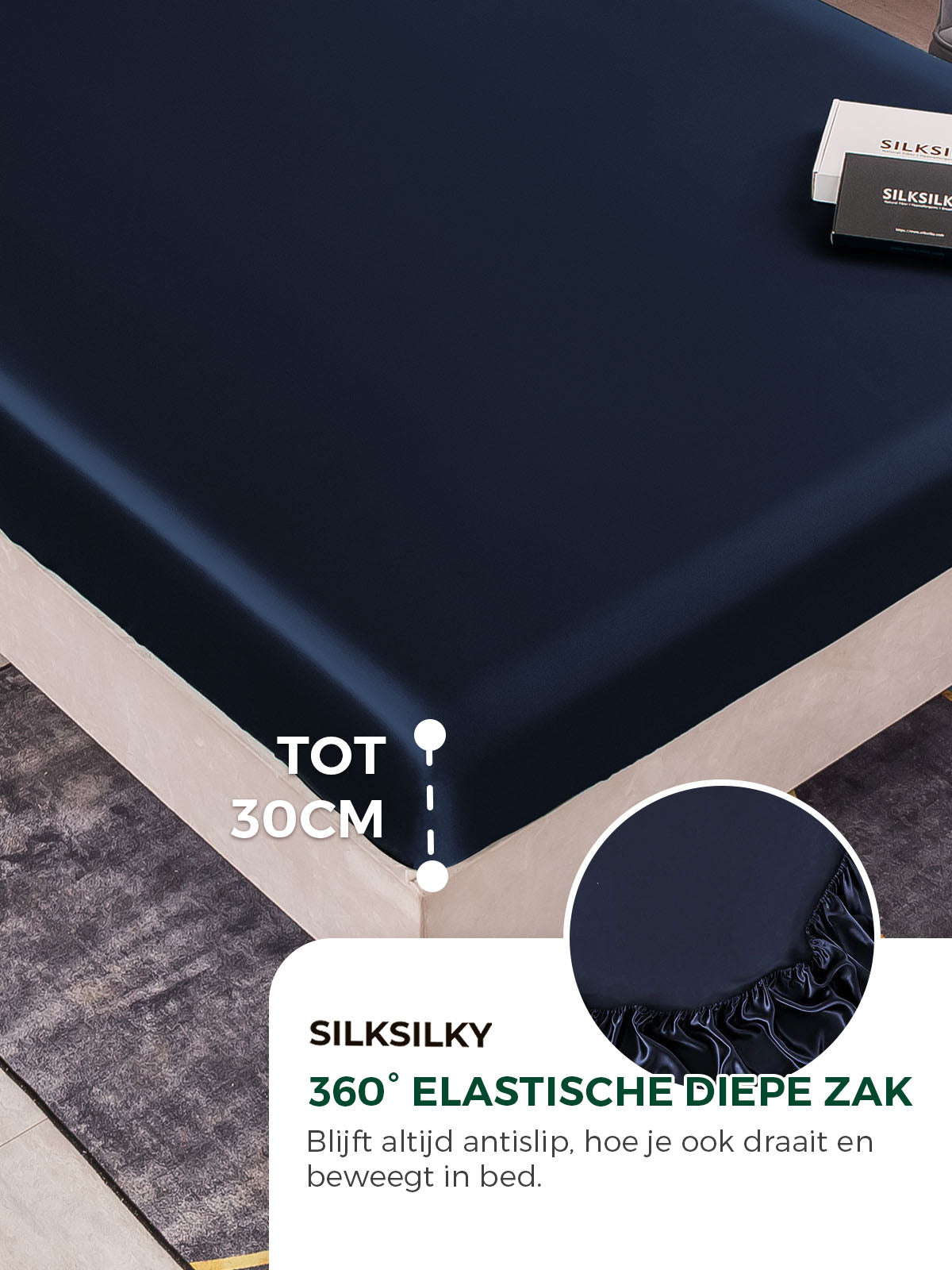 [Donkerblauw] SilkSilky-NL 19Momme Sheet 004