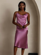 [Donkerpaars] SilkSilky-NL Spaghetti Strap Cowl Neck Cami-Top 004