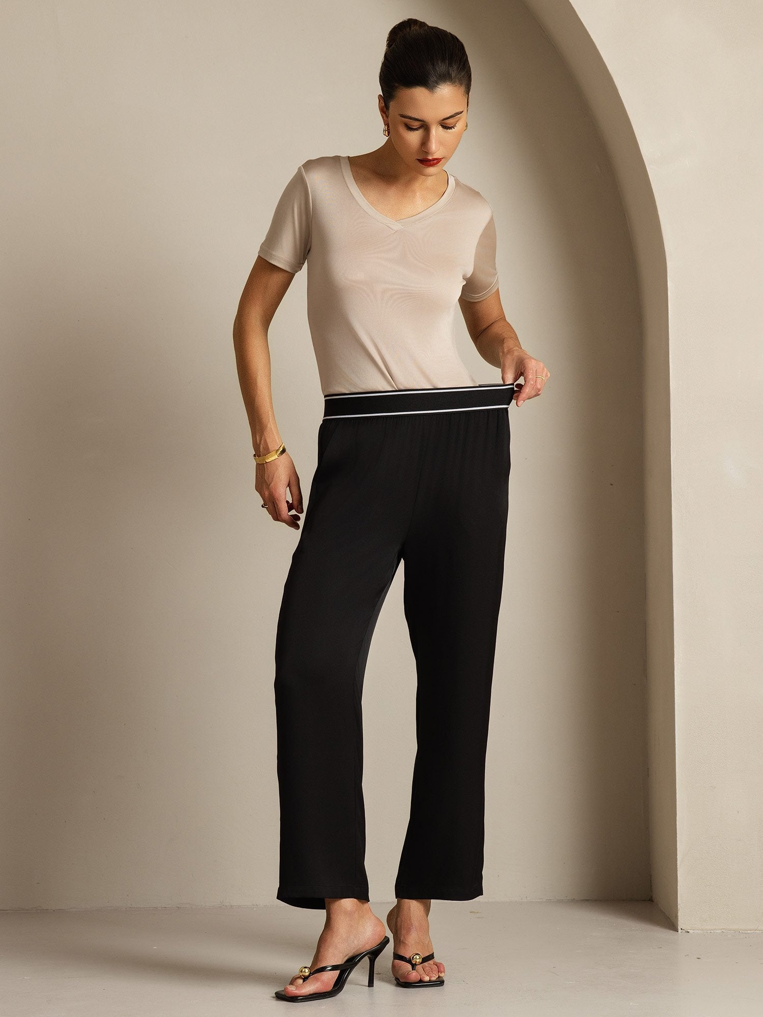 [Zwart] SilkSilky-NL 22Momme Zijde Womens Pants 006