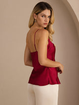 [Wijn] SilkSilky-NL Spaghetti Strap V Neck Cami-Top 002