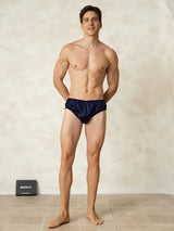 [Donkerblauw] SilkSilky-NL Zijde Mens Underwear 003