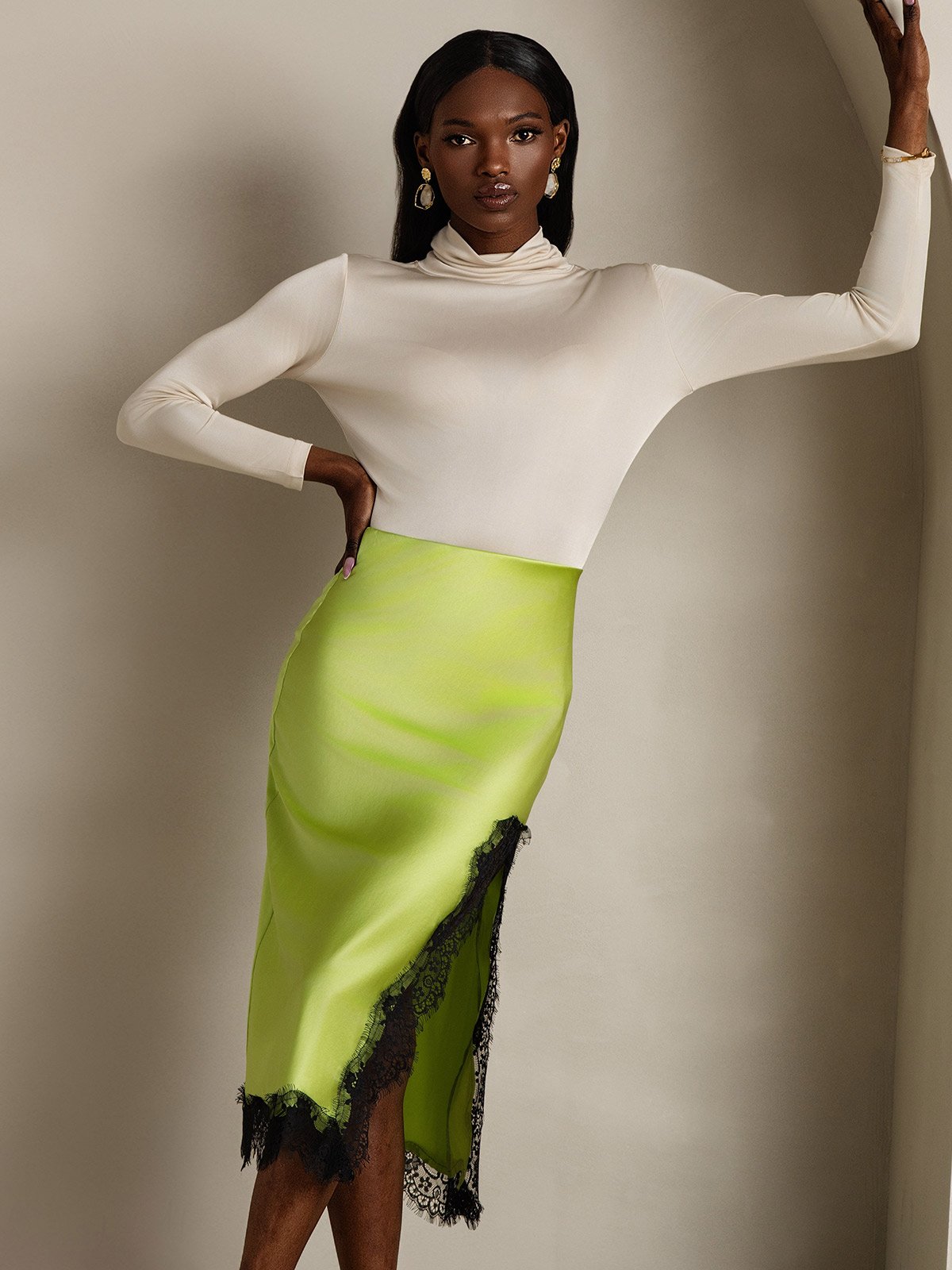SilkSilky-NL 19Momme Zijde Skirt Mintgroen 003