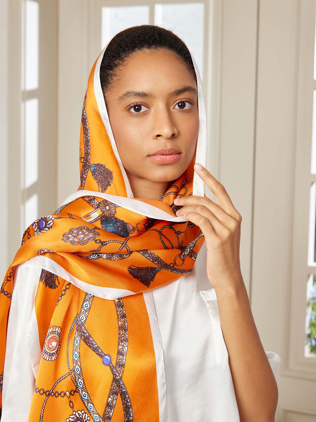 SilkSilky NL Pure Silk Scarf Oranje 003