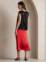 [Zwart] SilkSilky-NL Cap Sleeve Round Neck Dames T-Shirt 002